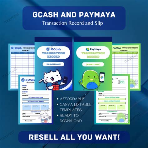 Gcash and Maya Transaction Record Tracker Templates .